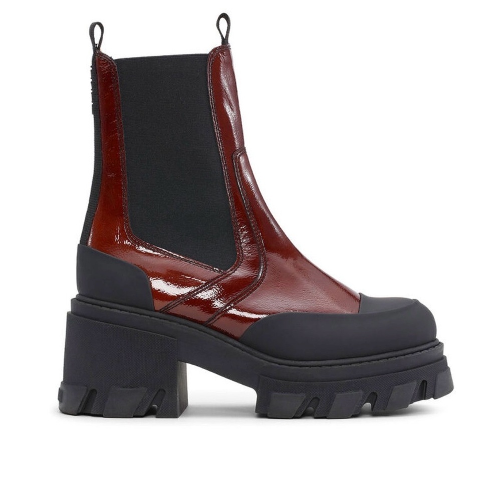 Ganni Heeled Mid Chelsea Boots (Burgundy)